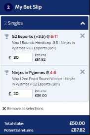 Skybet esports betting slip