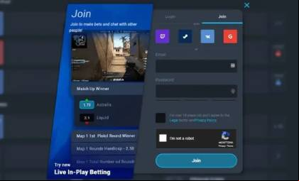 Sign up steps at Thunderpick